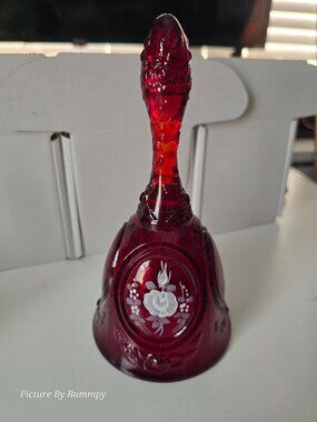 Vintage Fenton ruby red art glass bell.
